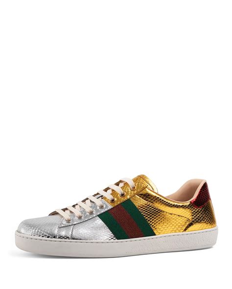 gucci snake sneaker|Gucci ace metallic snakeskin sneakers.